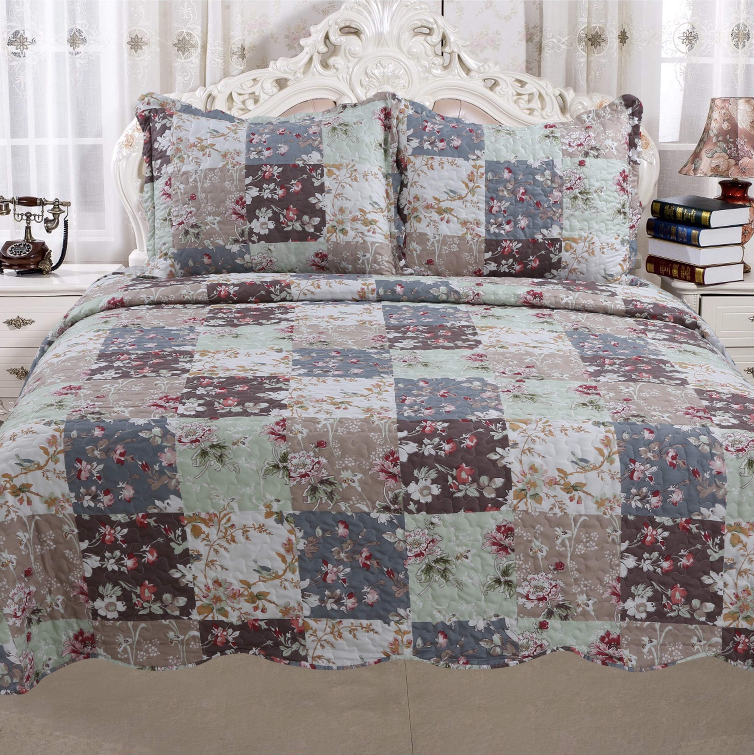 Premium Microfiber Quilt Set - Prewashed & Preshrunk, Non-Pinsonic Stitching, Machine-Quilted Coverlet for Twin/Full/Queen/King Beds | Soft Bedspread with Matching Shams | Perfect for Cozy Bedrooms, Guest Rooms & Dorm Decor