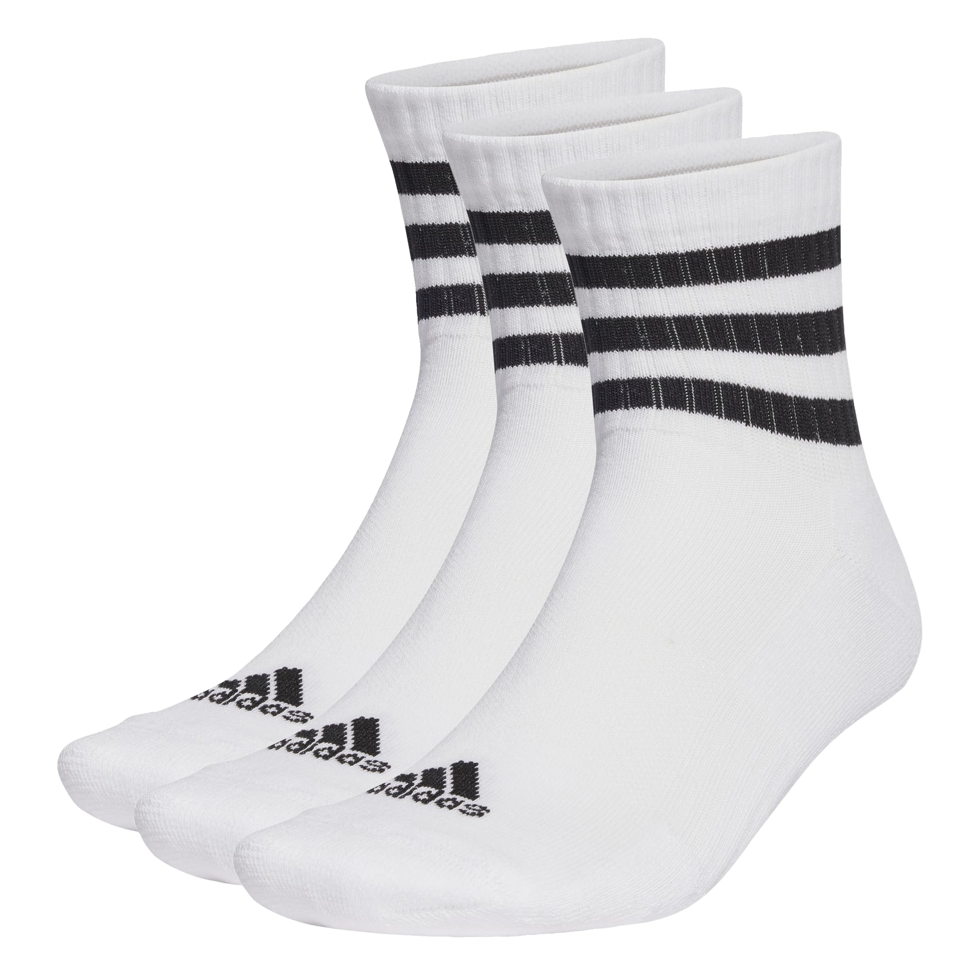 Adidas Unisex 3-Stripes Cushioned Athletic Socks - 3 Pairs Pack for Running, Gym & Everyday Comfort - Breathable Mid-Cut Sports Socks for Men & Women