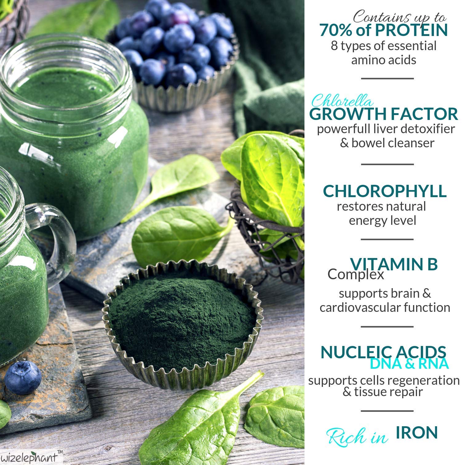 Organic Chlorella Spirulina Powder - Super Greens Supplement for Smoothies | Rich in Chlorophyll, Vegan Protein & Antioxidants | Immune Support & Energy Boost | 50 Servings | Perfect for Detox, Weight Management & Post-Workout Recovery