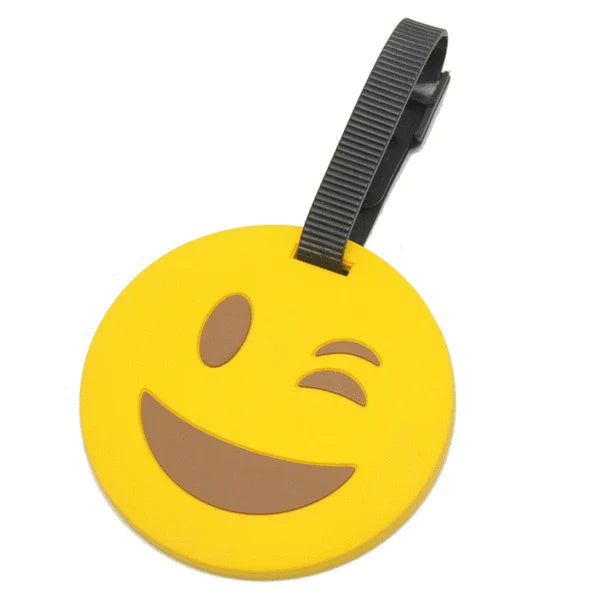 Voltage Valet Luggage Tag with Emoji Design - Wink Face EM114 WK | Durable Travel ID Tag for Suitcases & Backpacks | Perfect for Airports, Vacations & Business Trips