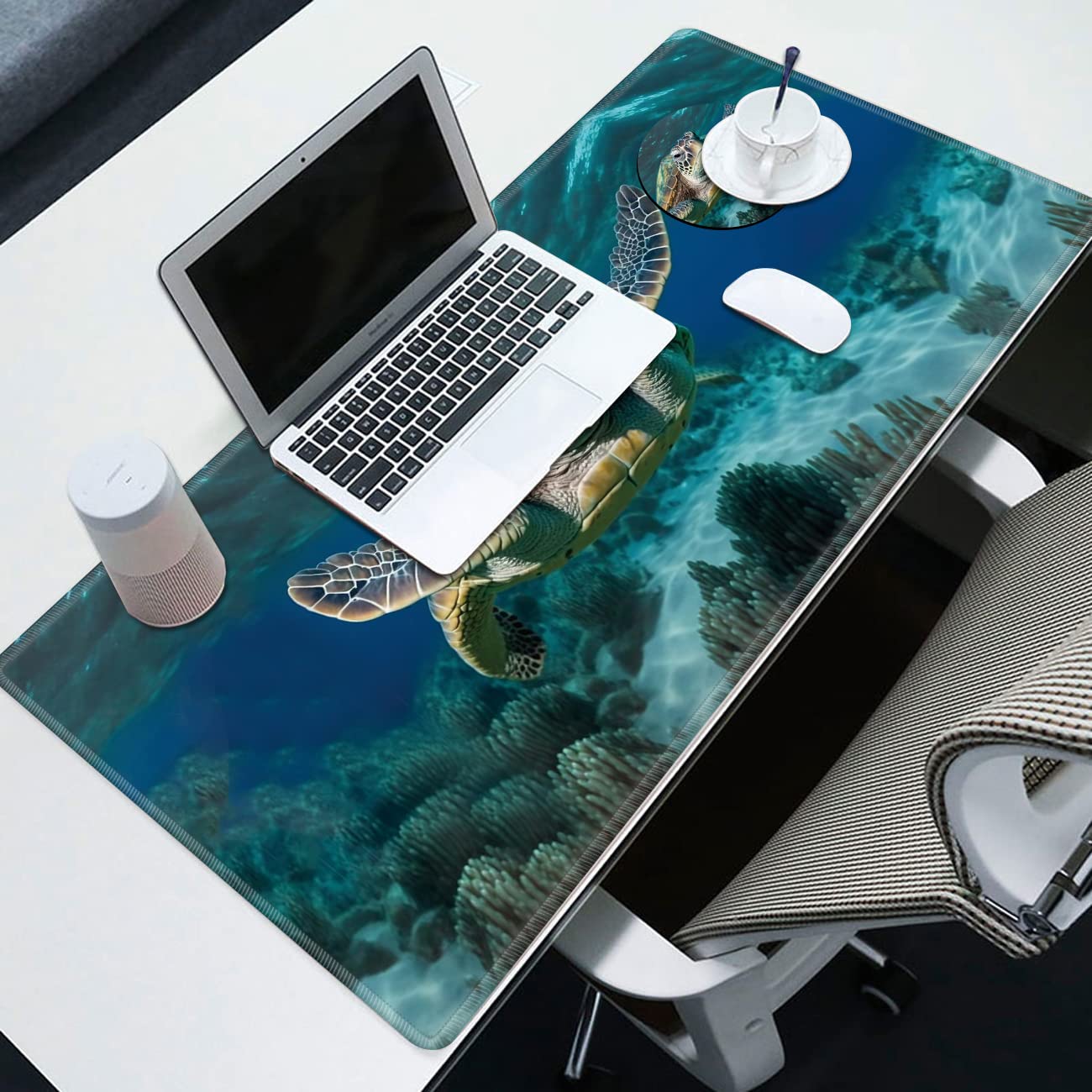 Large XL Extended Gaming Mouse Pad with Sea Turtle Design - 31.5