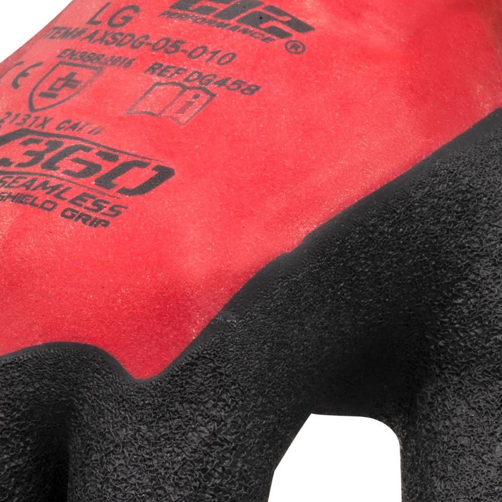 212 Performance AXSDG 05 008PR AX360 Shield Grip Latex Dipped Work Gloves - Small, Black/Red - Heavy Duty, Non-Slip Protection for Construction, Automotive & Industrial Use