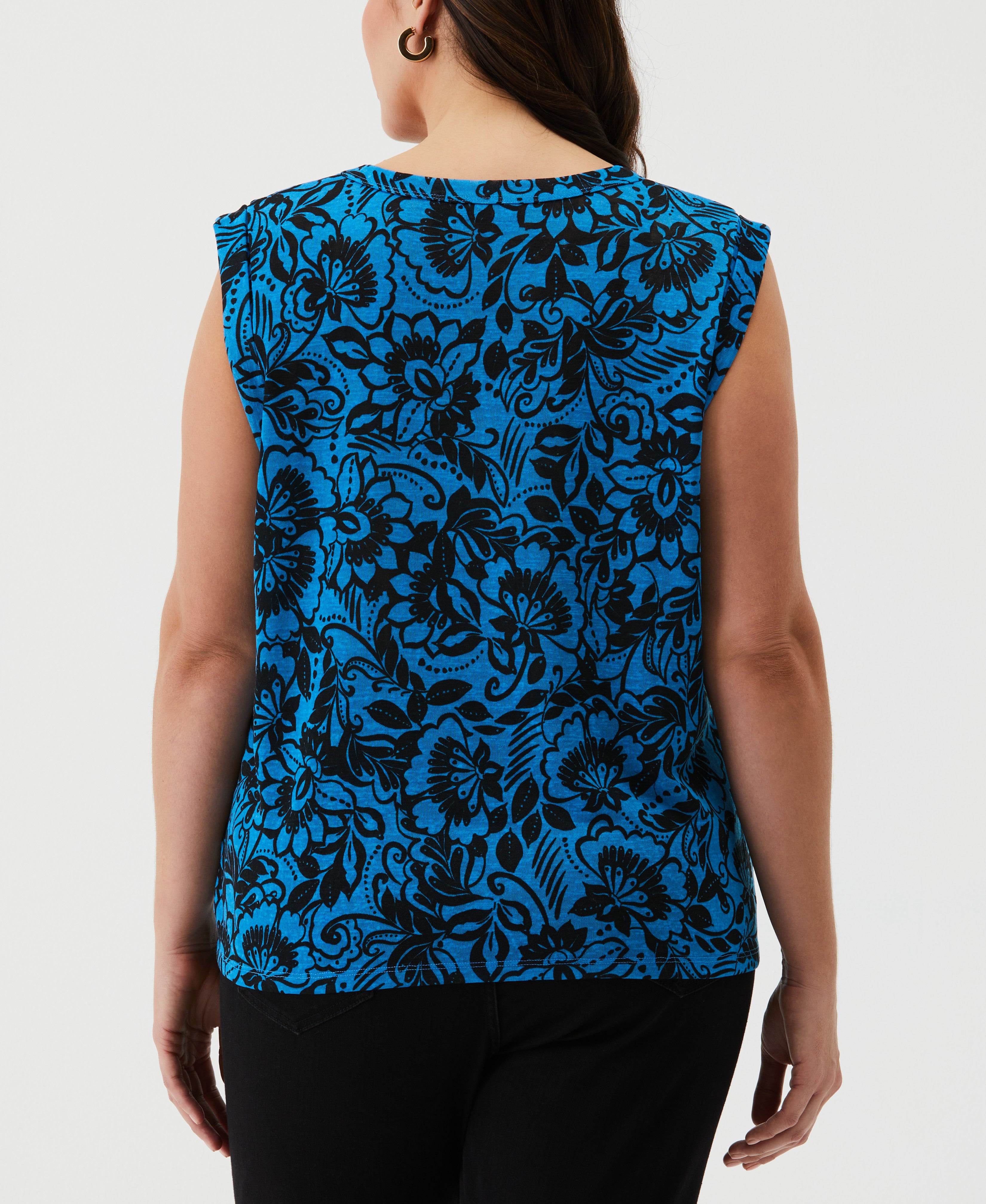 Plus Size Eco-Friendly Floral Print Cuffed Tank Top for Women - Breathable Summer Casual Wear for Outdoors, Beach & Vacation