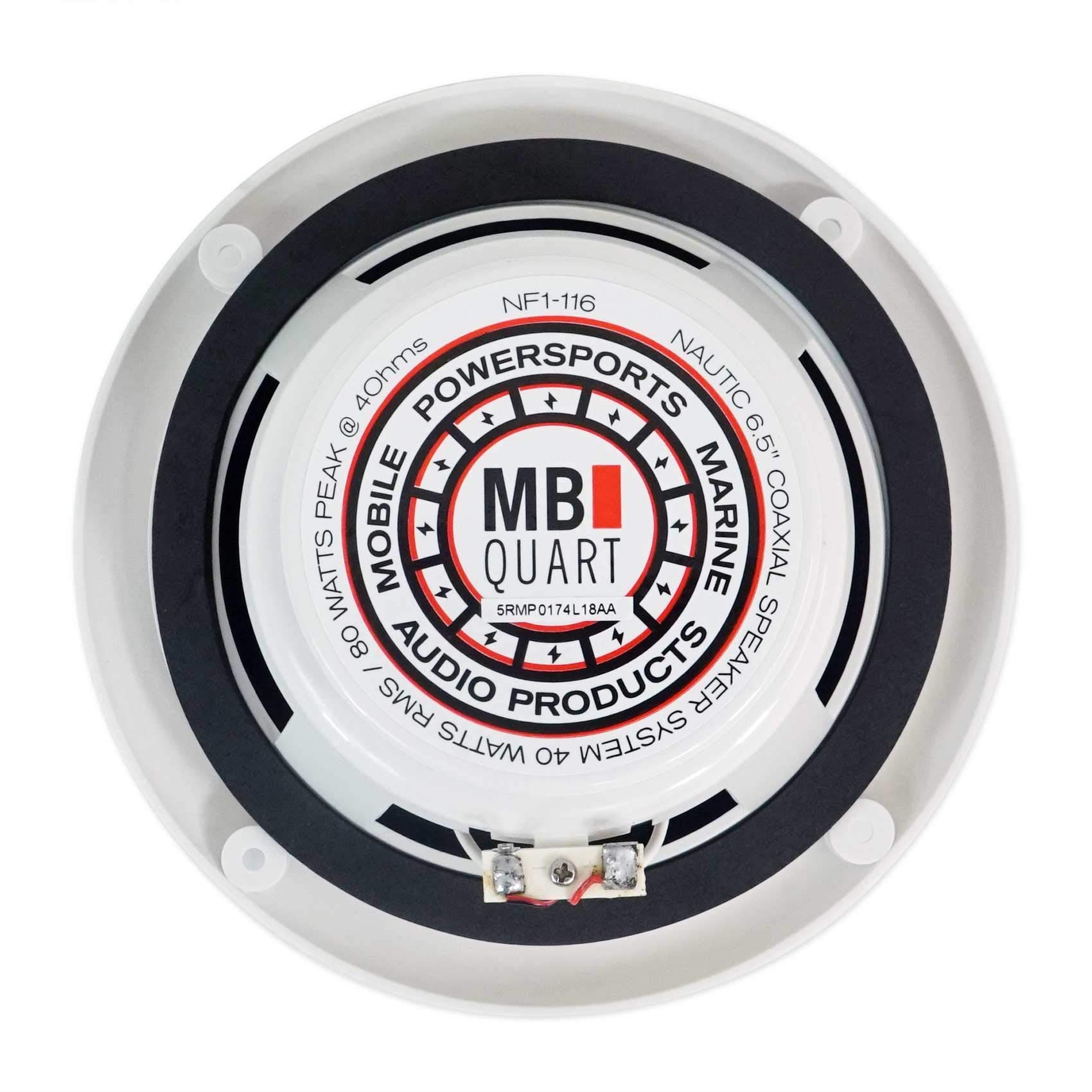 MB Quart NF1-116 6.5 Inch 80 Watt White Marine Wakeboard Tower Speakers - Premium Waterproof Boat Audio System for Wakeboarding, Yachting & Outdoor Water Sports
