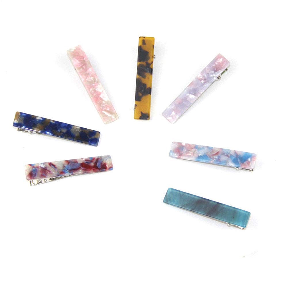 Numblartd 9Pcs Mini Rectangle Acetate Hair Clips - Women's Fashion Geometric Marble Hair Clips for Bangs & Side Styling | Non-Slip Duckbill & Alligator Hairpins for Daily Use, Work & Special Occasions