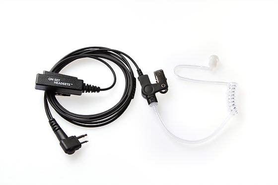 Professional FilmPro Black Walkie Surveillance Headset - Kevlar Reinforced, Water Resistant, Hypoallergenic - Motorola 2-pin M1 Compatible for Film & TV Crews - Ideal for On-Set Communication, Security, and Medical Use