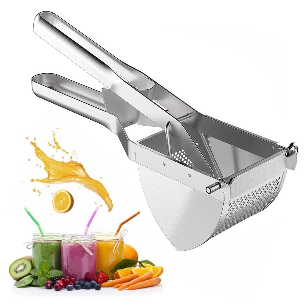 YFeiQi Heavy Duty Stainless Steel Potato Ricer - Multipurpose Manual Masher for Potatoes, Fruits & Vegetables | Perfect for Home Kitchen, Baby Food Making & Restaurant Use