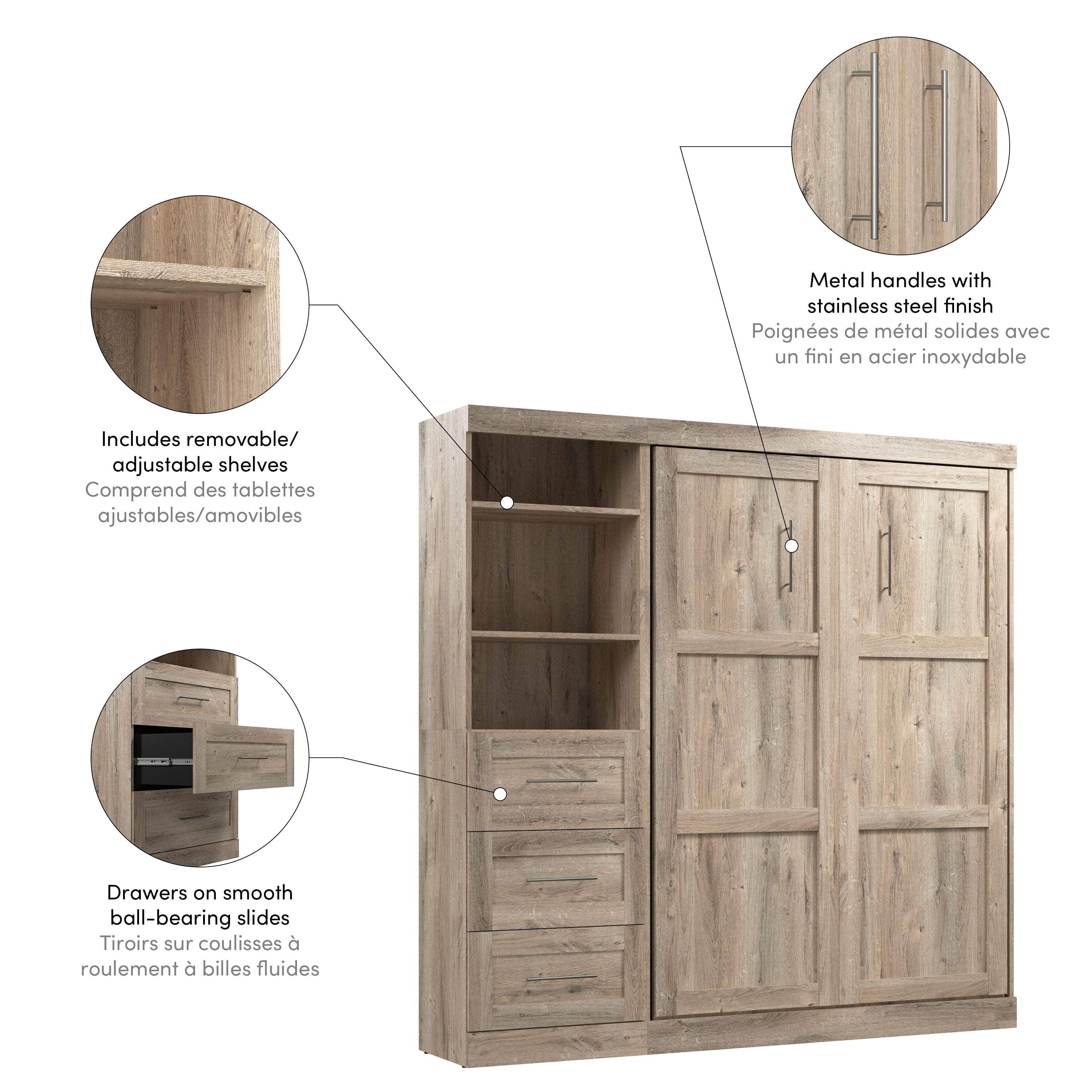Pur Full Murphy Wall Bed with Storage Drawers - 84