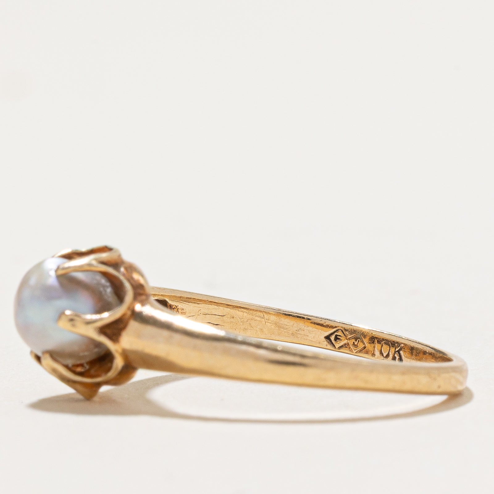 Solitaire Pearl Ring for Women - Belcher Set 6.75 Size | Elegant Wedding, Engagement, Anniversary Jewelry Gift