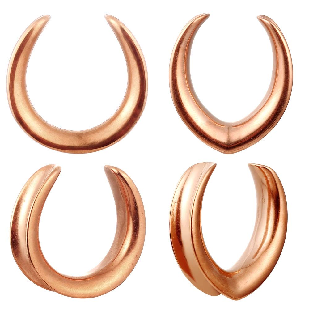 2 Pairs LADEMAYH Saddle Tunnels Plugs - Gold, Black & Silver 316L Stainless Steel Ear Gauges for Stretched Ears | Body Jewelry for Men & Women | Perfect for Daily Wear, Parties & Alternative Fashion