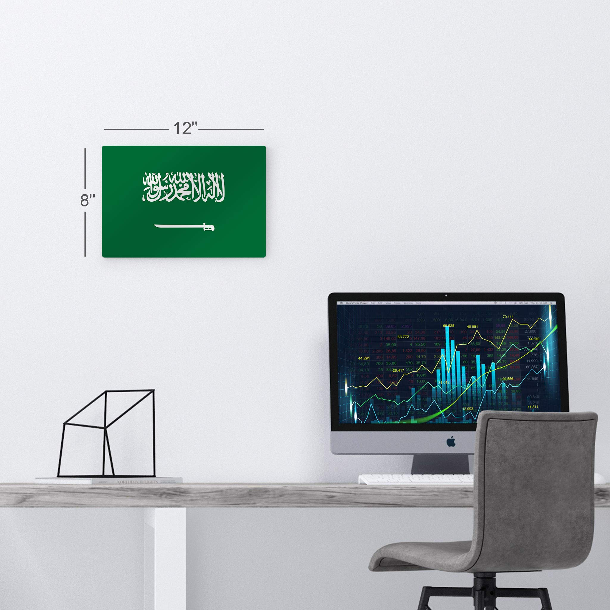 Saudi Arabia Flag Metal Wall Art - 30x40 Inch Modern Home Decor, Ready to Hang, Made in USA | Perfect for Office, Living Room, Dorm, Bedroom, Kitchen, Man Cave, Sports Club & Bar Decor