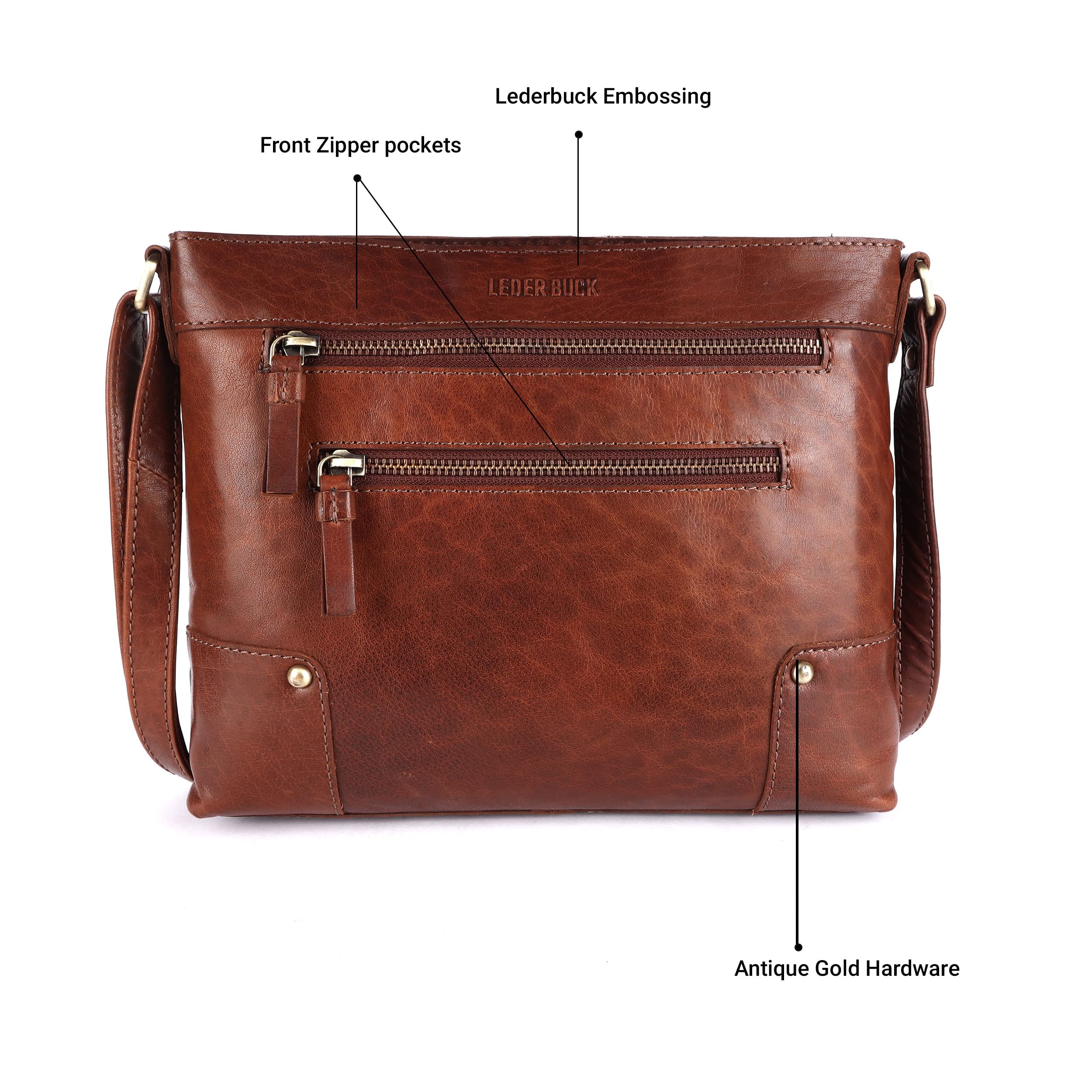 Premium Soft Real Leather Women's Crossbody Bag - Triple Zip Sling Shoulder Purse for Work, Travel & Everyday Use
