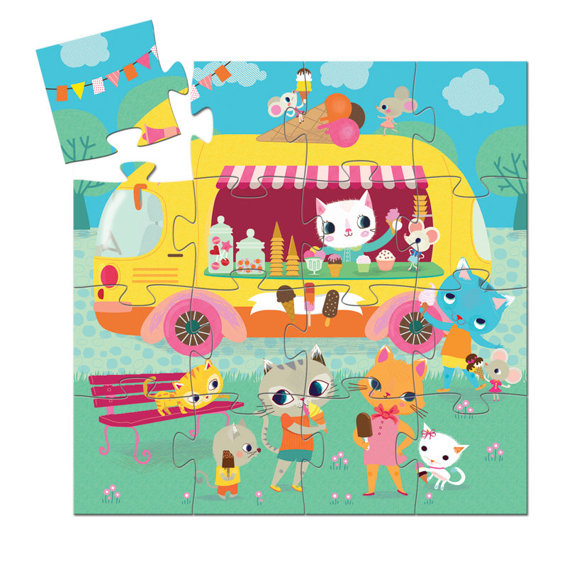 16-Piece Ice Cream Truck Silhouette Puzzle for Kids - Fun Educational Toy for Birthday Parties & Family Game Nights