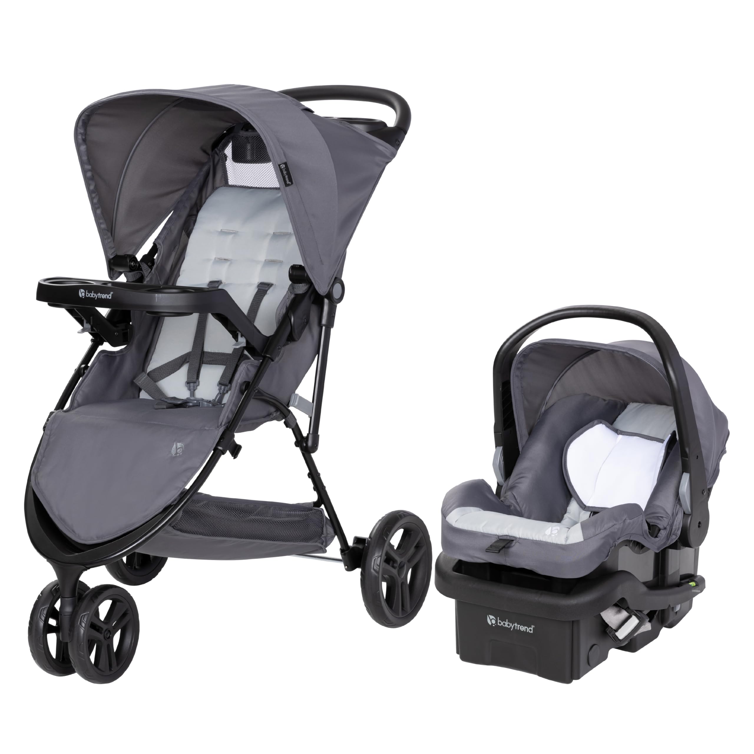 Baby Trend Venture 3-Wheel Stroller Travel System - Lightweight Compact Stroller with Car Seat Compatibility, Adjustable Canopy & Storage Basket, Stellar Grey - Perfect for Newborns, Toddlers & Traveling Families