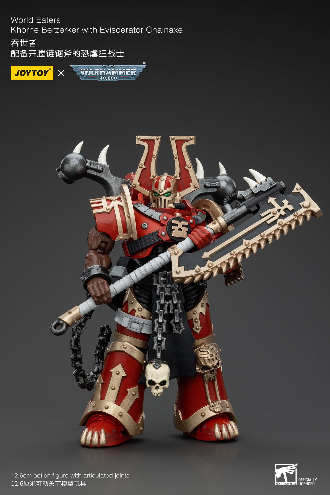 JOYTOY 1/18 Scale Warhammer 40K World Eaters Khorne Berzerker Action Figure - Collectible Miniature for Tabletop Gaming & Display