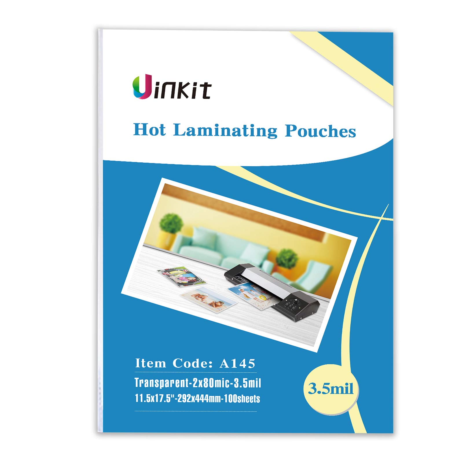 Uinkit 100 Sheets 11.5x17.5 Inches 3.5Mil Thermal Laminating Pouches for Documents - Heavy Duty Laminator Sheets for School, Office, ID Cards & Photos (11x17 Sealed Size) - Perfect for Certificates, Menus & Artwork Protection