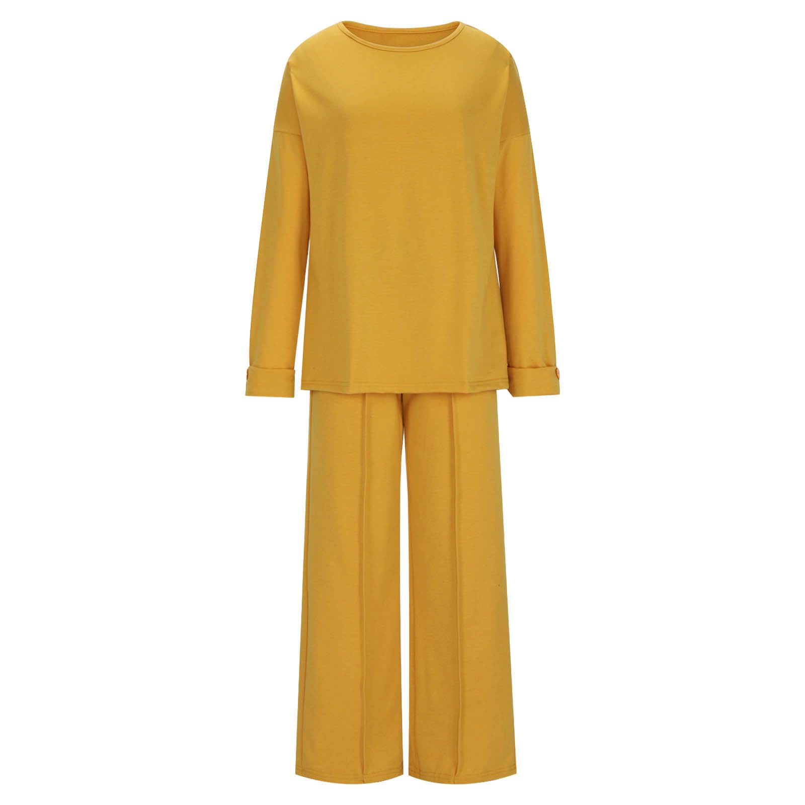 Women's 2-Piece Lounge Set - Oversized Long Sleeve Pullover Top & Wide Leg Pants Matching Outfit 2024 | Cozy Homewear, Casual Loungewear for Relaxing & Yoga