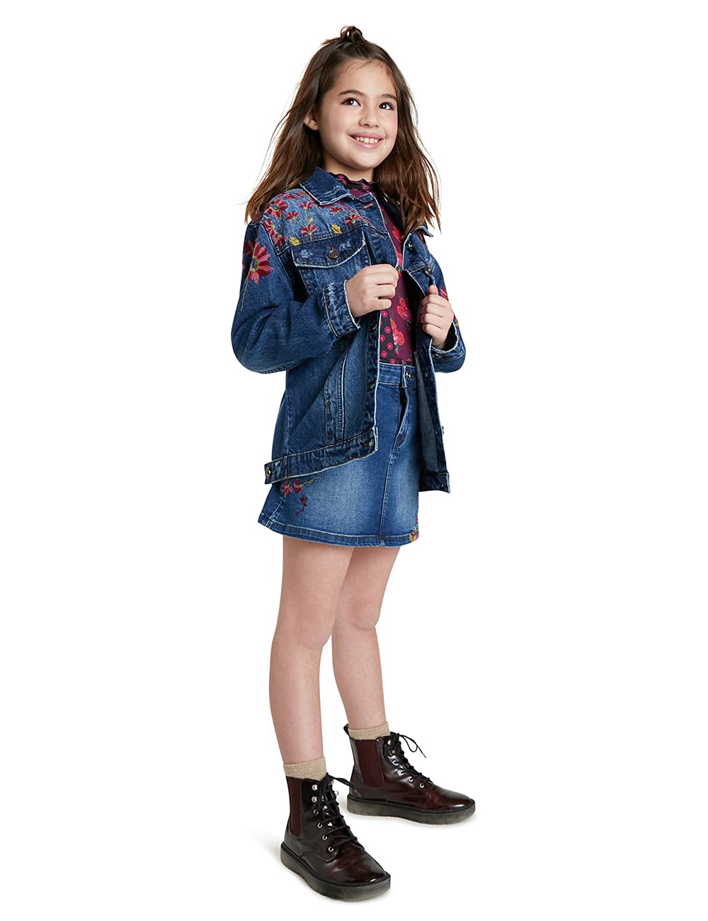Desigual Girls Denim Jacket - Stylish Distressed Denim Jacket for Teen Girls | Trendy Lightweight Jacket for School, Outings & Casual Wear