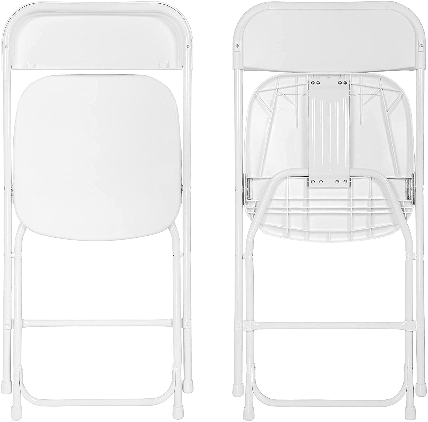 LUCKYERMORE White Plastic Folding Chairs - Heavy Duty Stackable Commercial Chairs with Steel Frame for Indoor & Outdoor Use - 330lbs Capacity (12 Pack) - Perfect for Office, Wedding, Party, Picnic, School, and Events