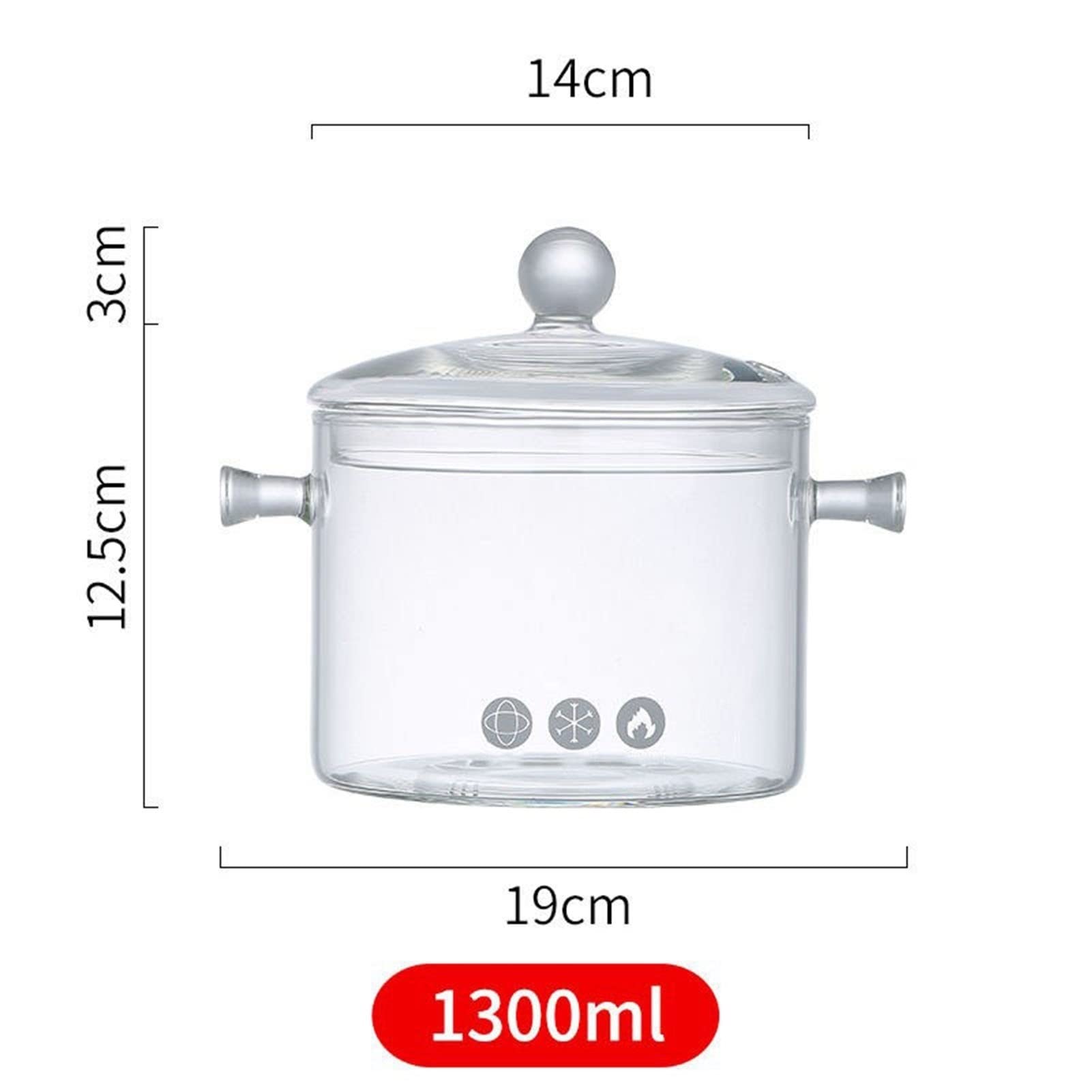 Heat-Resistant Clear Glass Saucepan with Lid - 1300ML Nonstick Stovetop Pot for Pasta, Soup, Milk & Baby Food - Perfect for Cooking, Boiling & Meal Prep