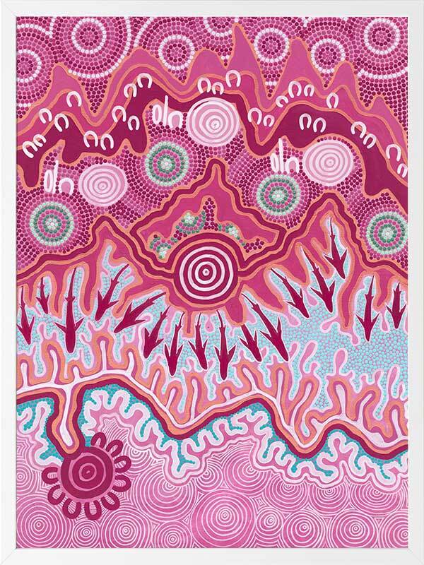 Birrbay Connection Dark Pink Framed Art Print - Modern Wall Decor for Living Room, Bedroom & Office - Ready to Hang Canvas Painting for Home Decor