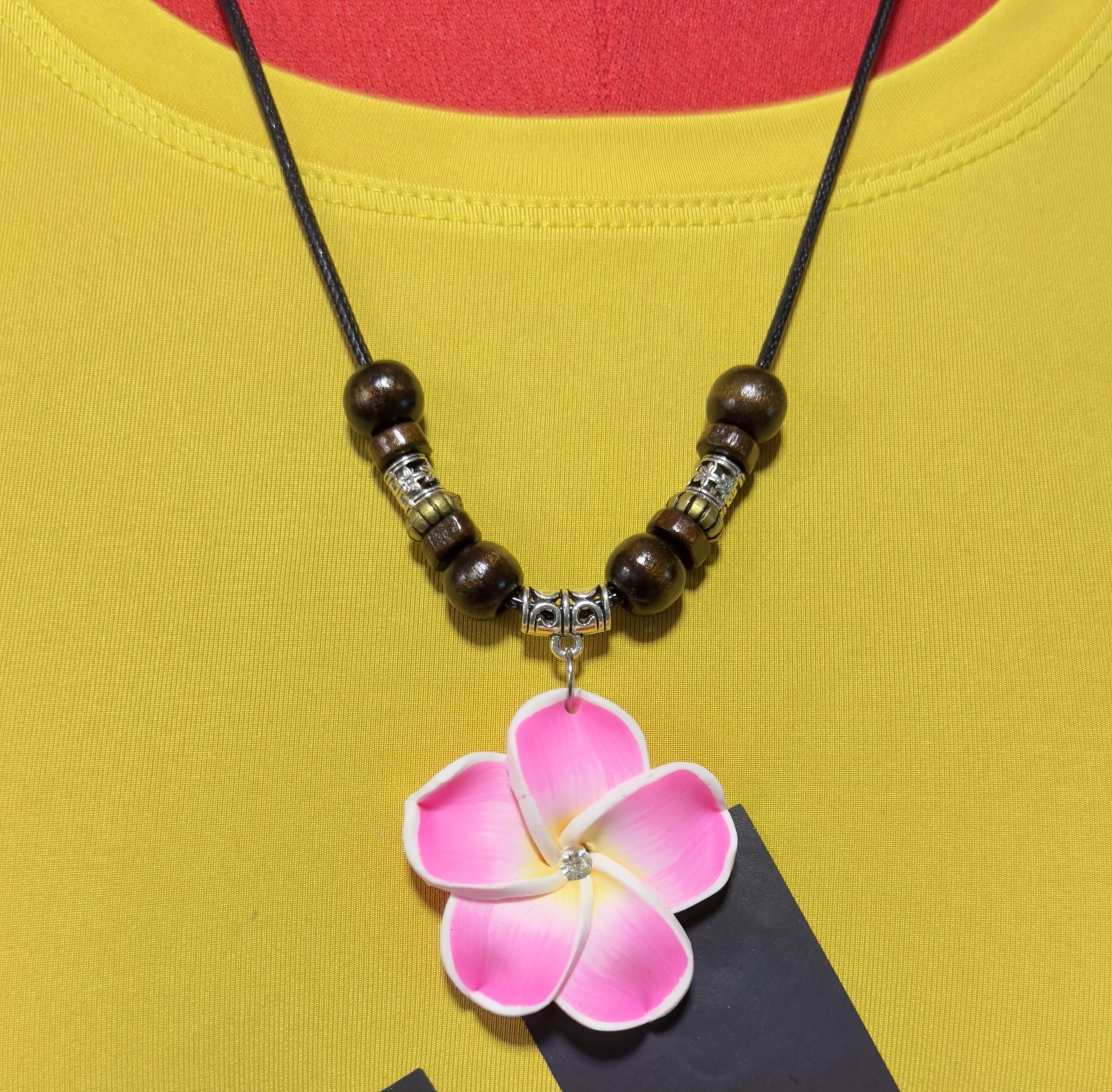 Hawaiian Plumeria Flower Jewelry Set - Pink Flower Necklace & Earrings for Women & Girls, Tropical Hawaiian Style Fashion Accessories | Perfect for Beach Vacations, Luau Parties & Summer Outfits