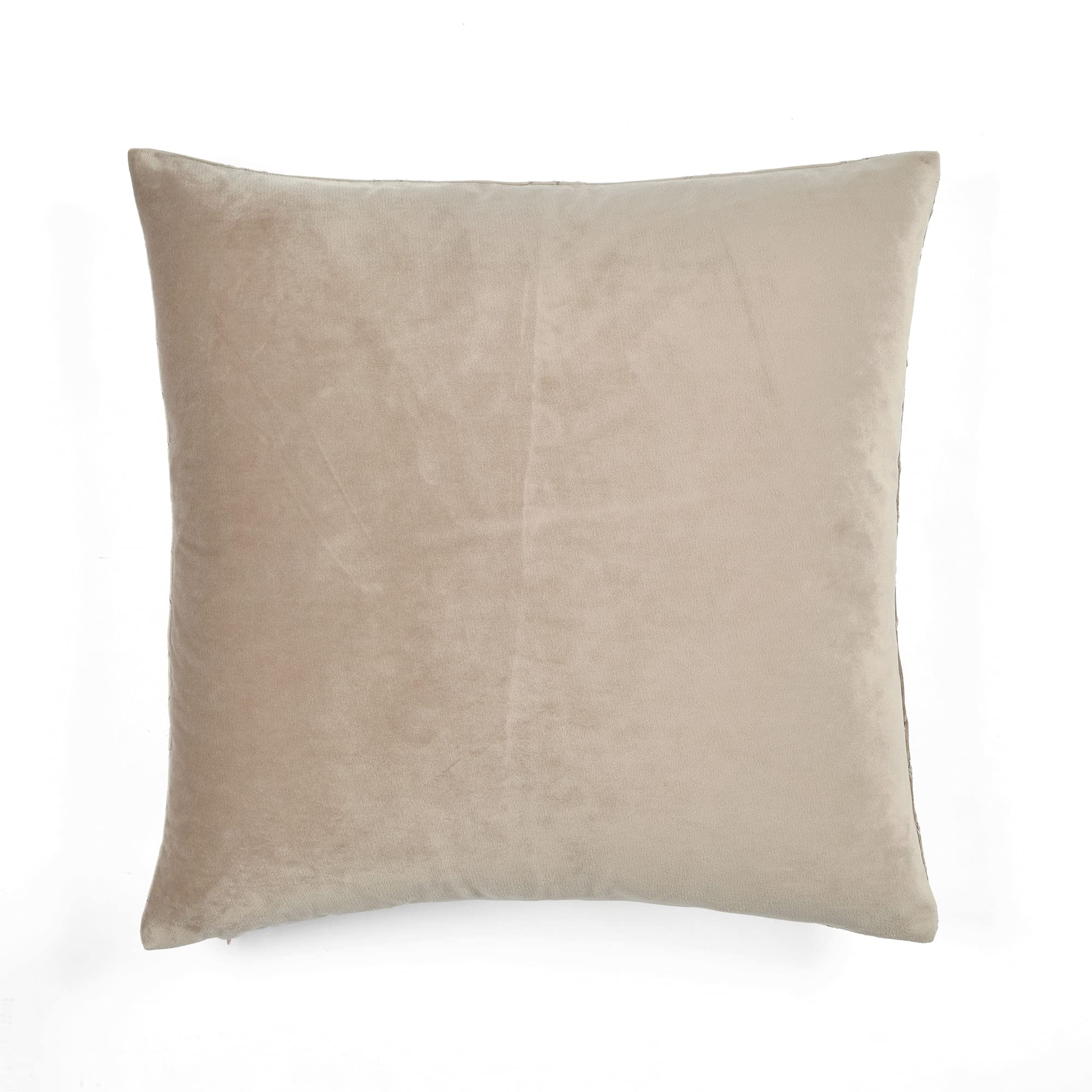 Lush Decor Velvet Geo Decorative Throw Pillow Cover 20x20 Inches - Soft Taupe Square Cushion Case for Sofa, Bed, Chair - Modern Geometric Home Decor Accent for Living Room, Bedroom, Office