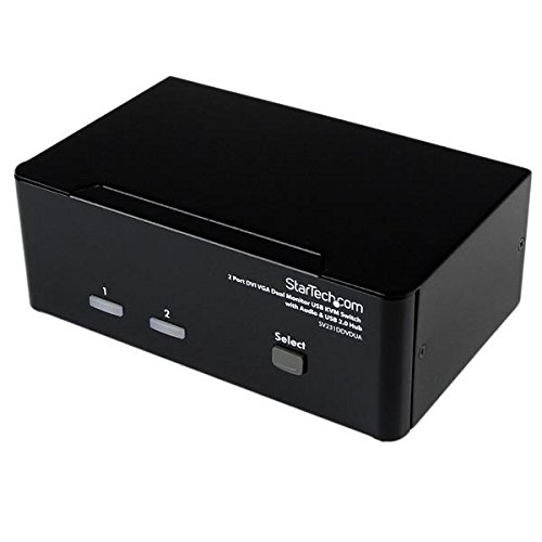 StarTech.com SV231DDVDUA 2-Port USB KVM Switch - HDMI, VGA, USB 2.0 - for Dual Monitor Setup, Home Office & Gaming PC Workstation