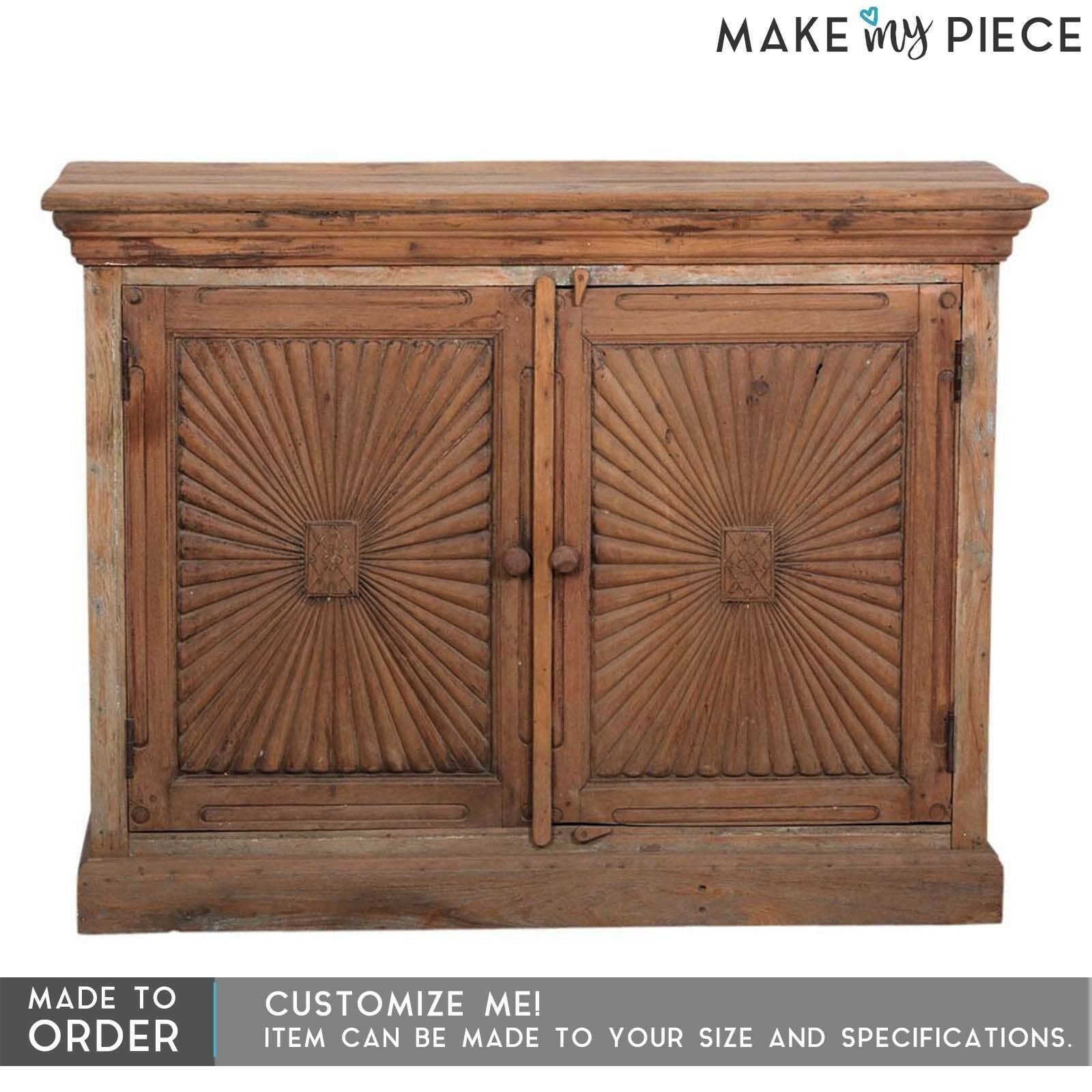 French Colonial Solid Wood Sideboard Buffet Hutch - Hand Carved 1.1M - Elegant Dining Room Storage for Formal Entertaining & Home Decor