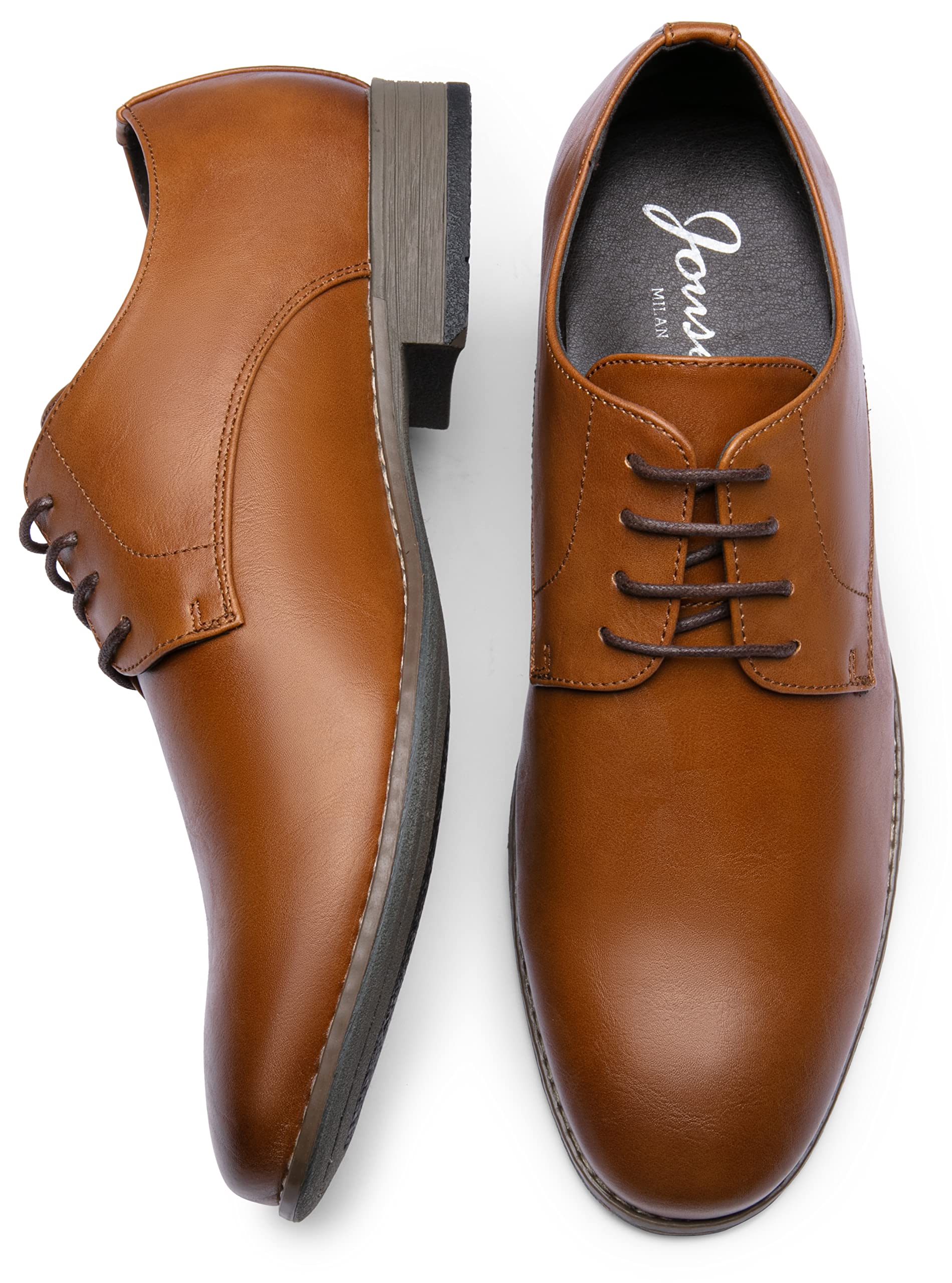 Jousen Men's Oxford Plain Toe Dress Shoes - Classic Formal Derby Shoes for Business, Wedding & Office Wear - Comfortable Leather Dress Shoes for Men