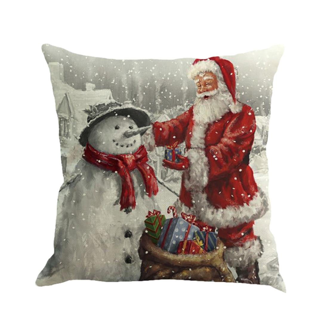 Festive Santa Claus Christmas Pillow Cover - Soft Flannel Square Cushion Case for Holiday Home Decor | Perfect for Sofa, Bed & Christmas Party Decoration