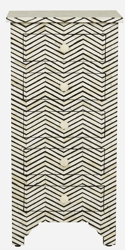 Handmade Bone Inlay Tall Boy Dresser - 5 Drawer Vintage Wooden Chest for Bedroom Storage | Perfect for Master Bedroom, Guest Room & Apartment Organization