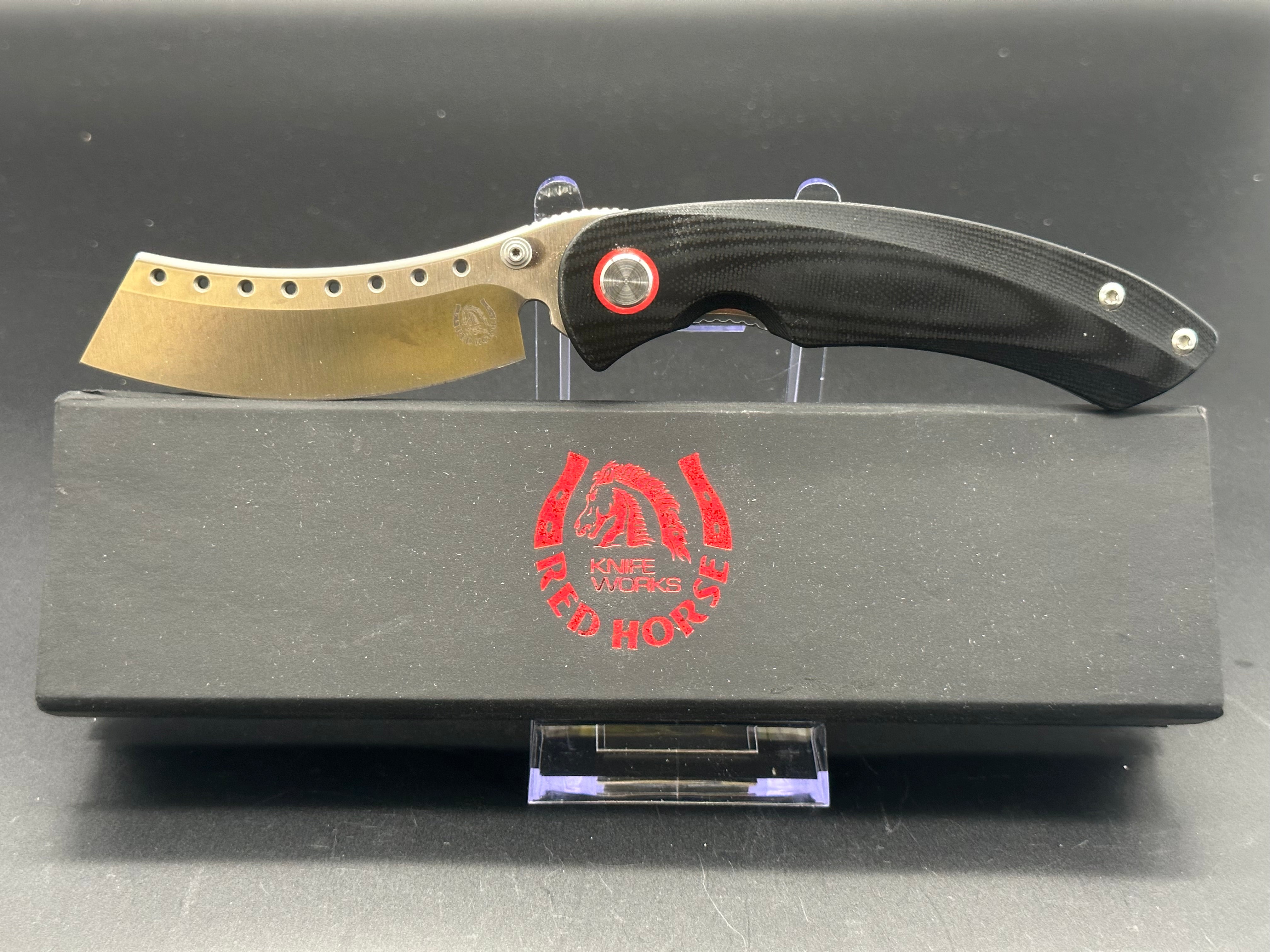 Red Horse Knife Works Hell Razor - Black G10 Folding Pocket Knife | EDC, Outdoor Survival & Tactical Use
