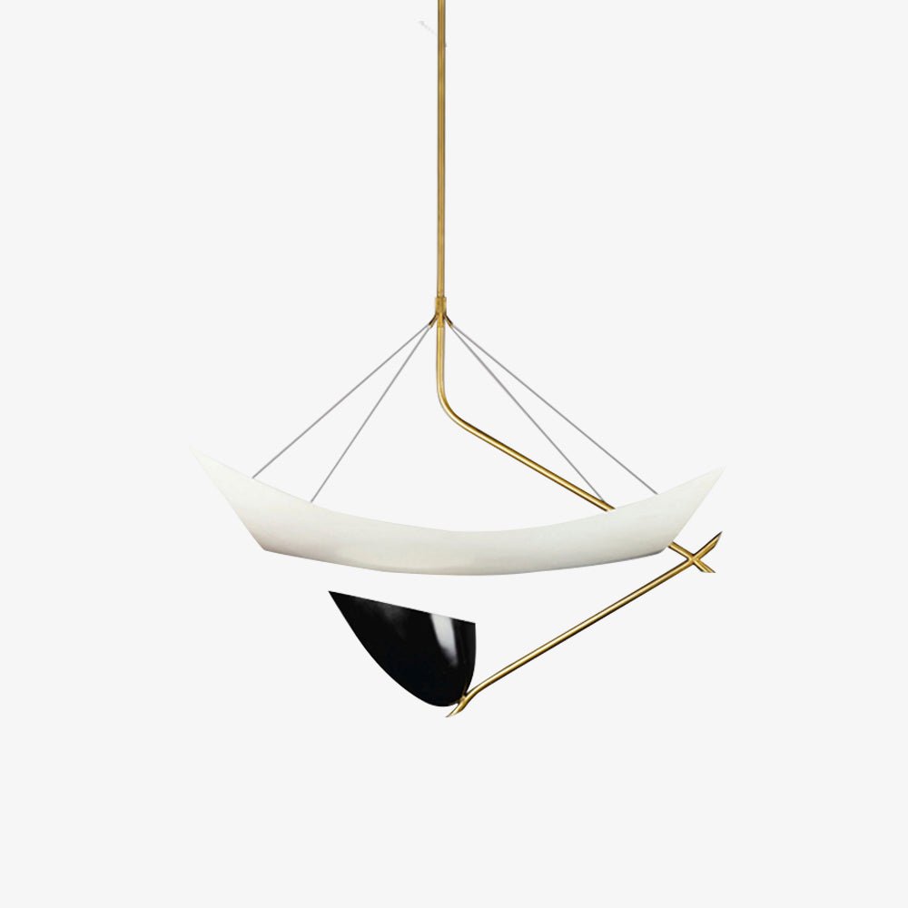 Angelo Lelii Mid-Century Modern Pendant Light - Vintage Brass & Glass Ceiling Fixture for Dining Room, Kitchen Island & Living Room Lighting