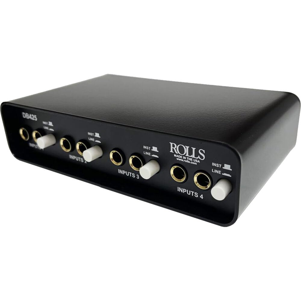 Rolls DB425 Passive 4-Channel Direct Injection Box - Professional Audio Interface for Live Performances, Studio Recording & Podcasting