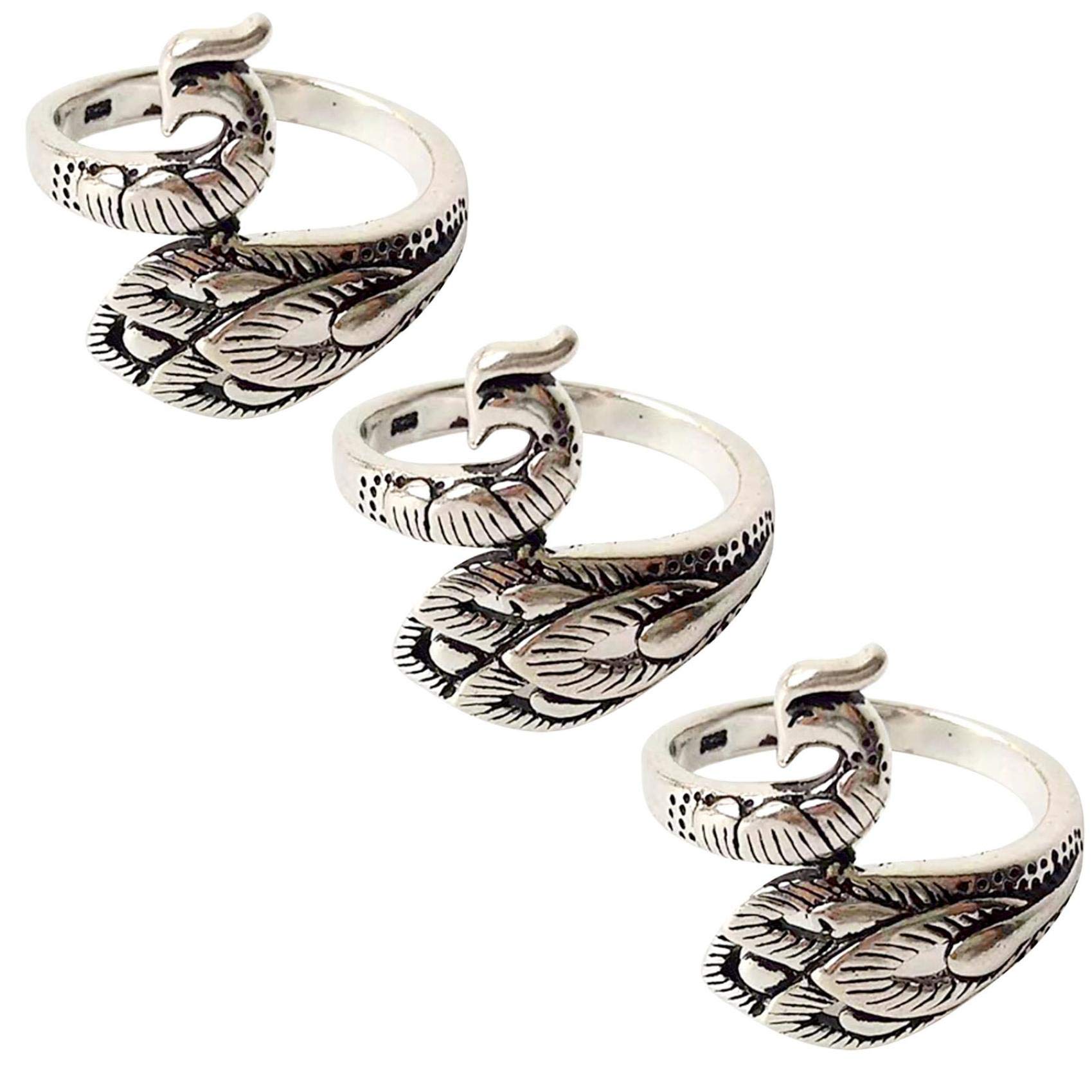 Adjustable Knitting Loop Crochet Ring Set - 3 Pack Phoenix Design Yarn Guide Finger Holder for Crocheting & Knitting | Perfect for DIY Crafts, Scarf Making, and Blanket Weaving Projects