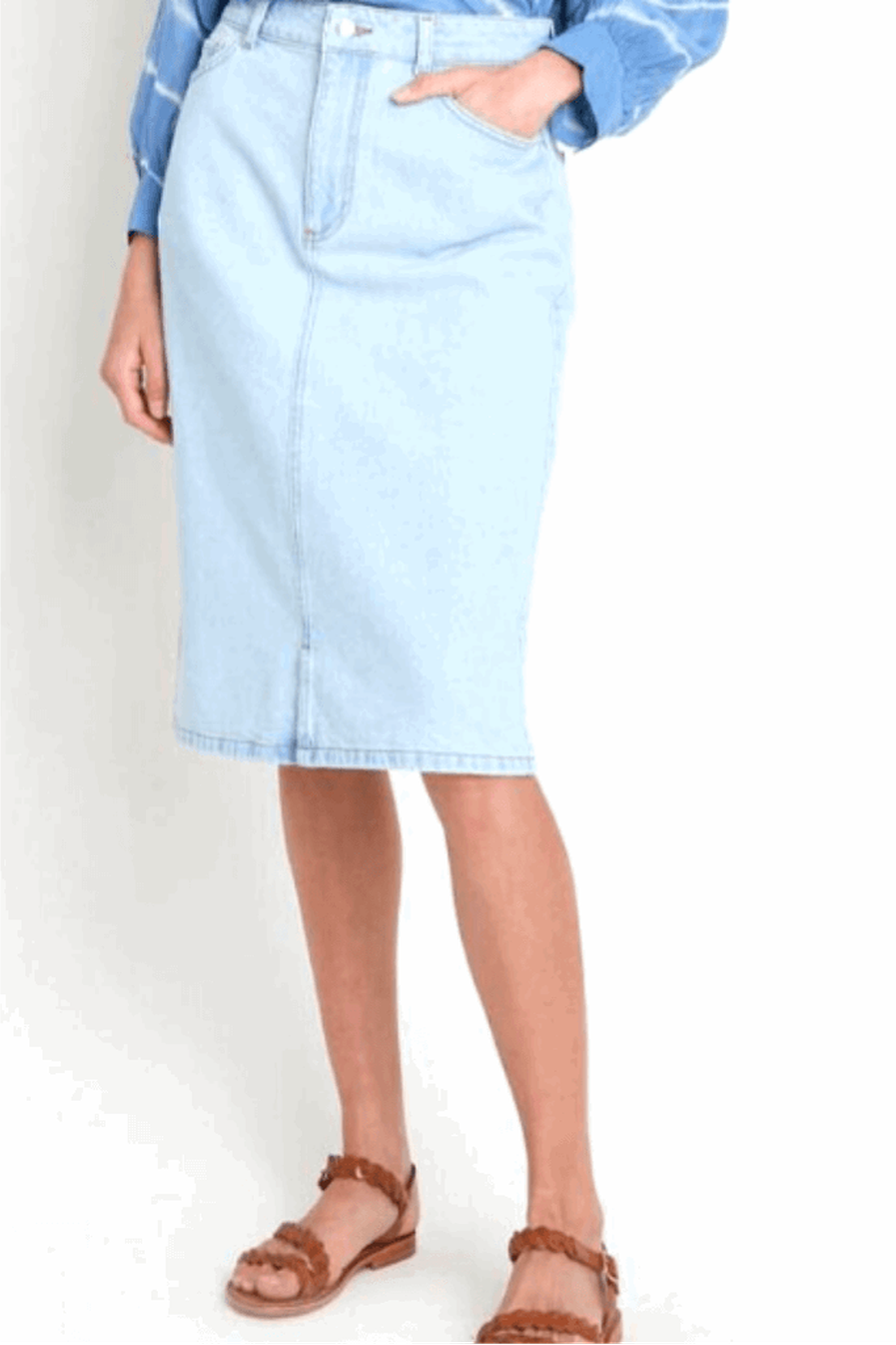 Lisa Blue Denim Skirt - Women's Knee-Length A-Line Denim Skirt | Modest & Stylish for Casual Wear, Office Outfits & Spring Fashion
