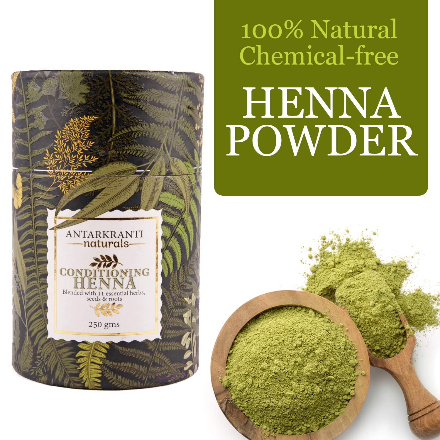 Antarkrant Pure Natural Henna Hair Pack - Organic Conditioning Treatment with Herbal Ingredients for Shine & Strength - 250g | Ideal for Dry, Damaged Hair & Scalp Nourishment at Home
