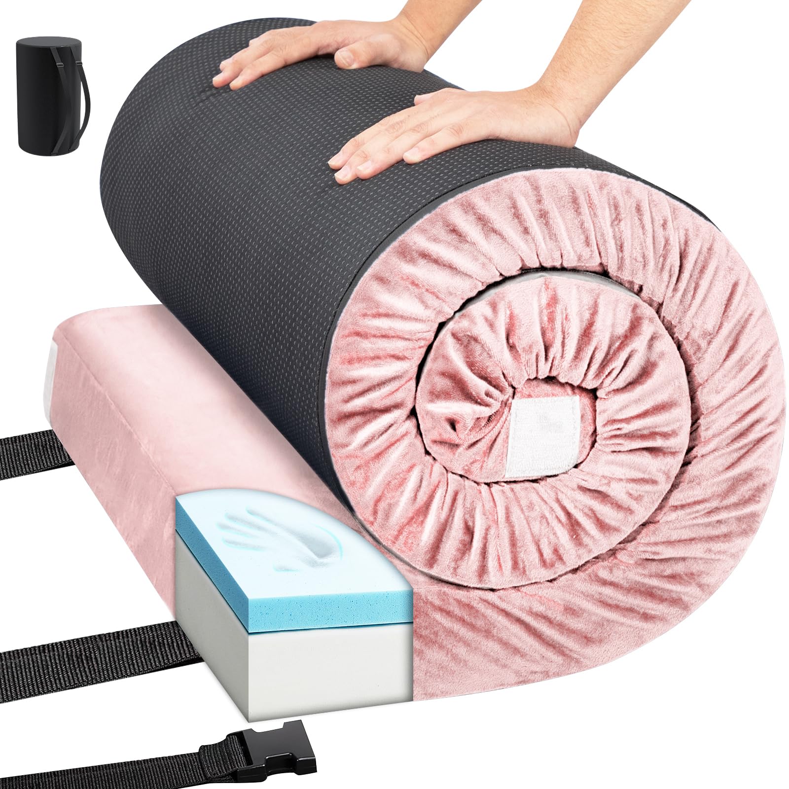 Thick Memory Foam Camping Mattress Pad - Portable Roll-Up Sleeping Pad for Outdoor, Travel & Home Use | Waterproof Cover & Carry Bag Included | Perfect for Camping, Guest Beds, Floor Mats & Cots