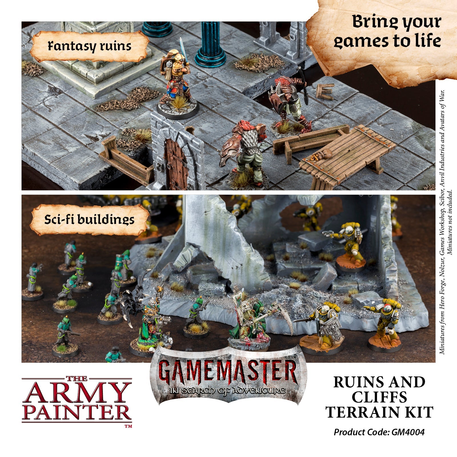GameMaster Terrain Kit: Ruins & Cliffs - Modular Wargaming Scenery for Tabletop RPG & Miniature Battles - Perfect for Dungeons & Dragons, Warhammer & Fantasy Gaming