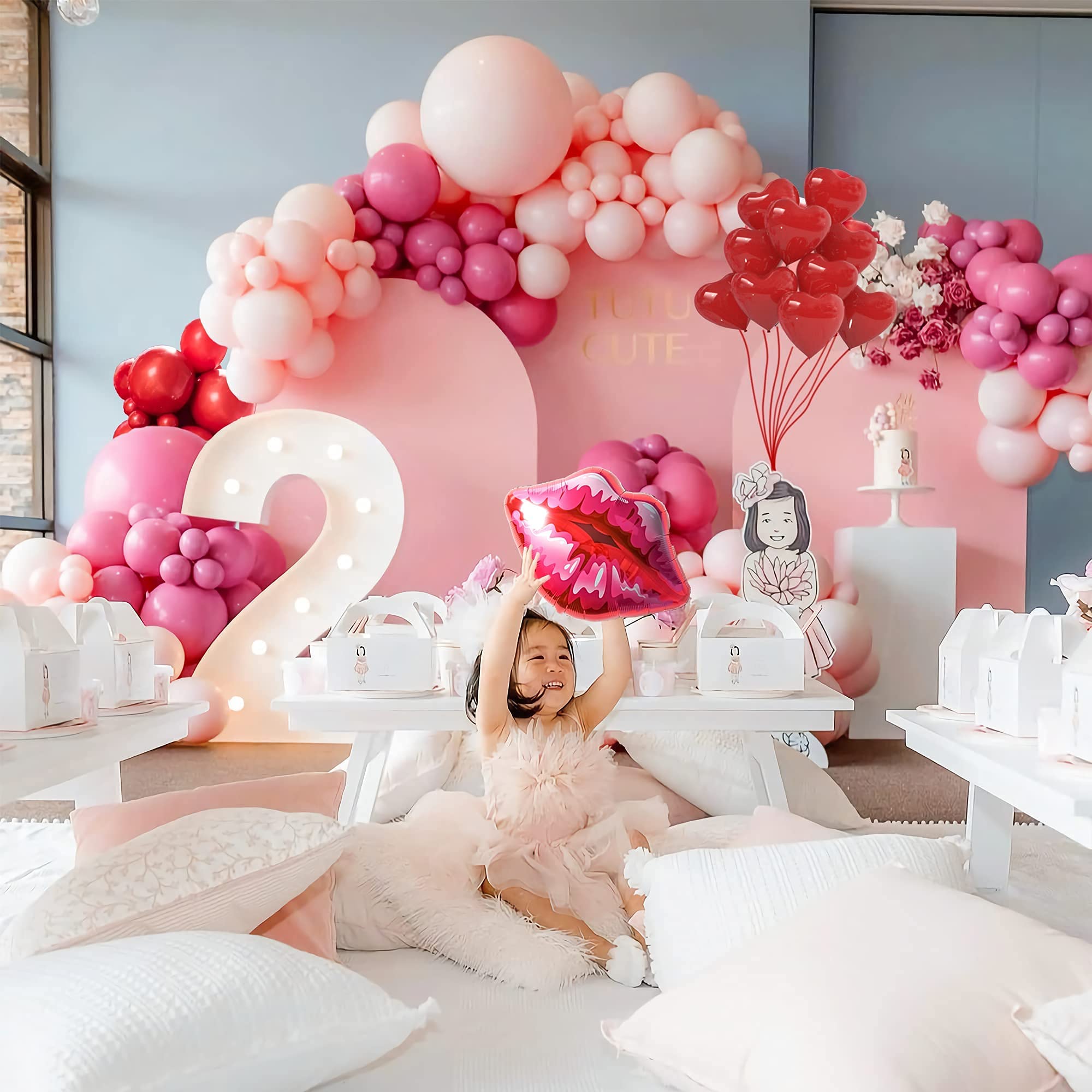 Valentine's Day Balloon Garland Arch Kit - Macaron Pink & Retro Red Heart Balloons for Wedding, Baby Shower, Bachelorette & Anniversary Party Decorations | Perfect for Romantic Proposals, Bridal Showers and Birthday Celebrations