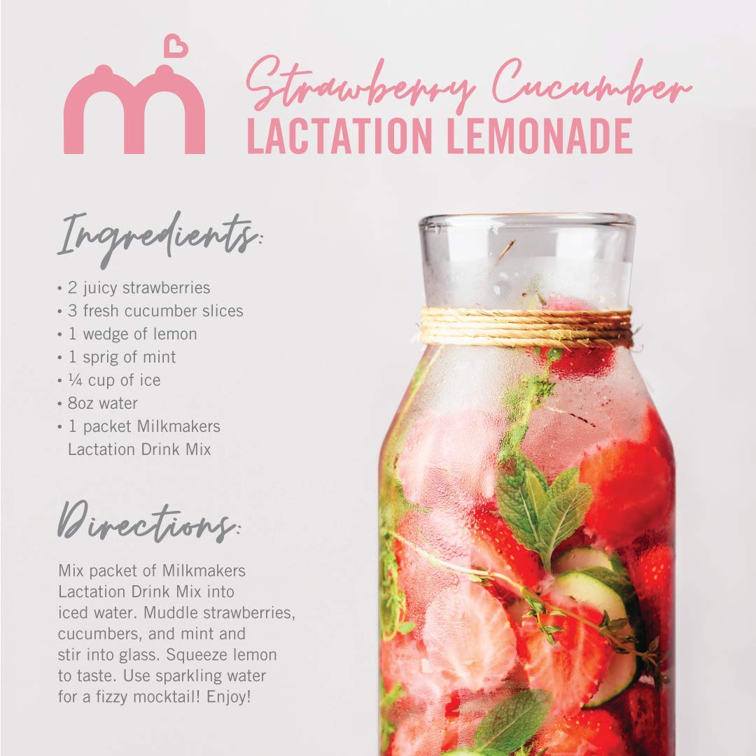 Munchkin® Milkmakers® Lactation Drink Mix Supplement - B Vitamins, Collagen, Fenugreek & Milk Thistle for Breastfeeding Moms - Berry Lemonade Flavor, 14 Count - Supports Milk Production & Postpartum Recovery for Nursing Mothers