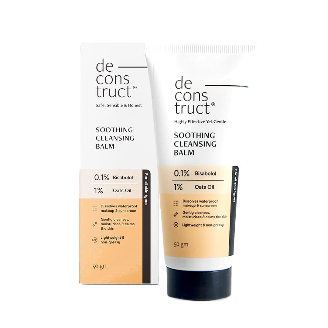 Debilio Soothing Makeup Cleansing Balm - 0.1% Bisabolol & 1% Oats Oil Formula | Gentle Makeup Remover for Normal, Dry & Combination Skin | Deep Cleansing to Remove Excess Oil, Dirt & Unclog Pores | Detoxifying Facial Cleanser for Men & Women | 50g | Perfect for Daily Skincare Routine & Travel-Friendly Size