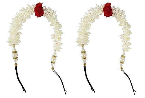 SIYAA South Indian Veni Hair Gajra for Women - Traditional White Floral Hair Accessory (15g, Pack of 1) for Weddings, Festivals & Cultural Events