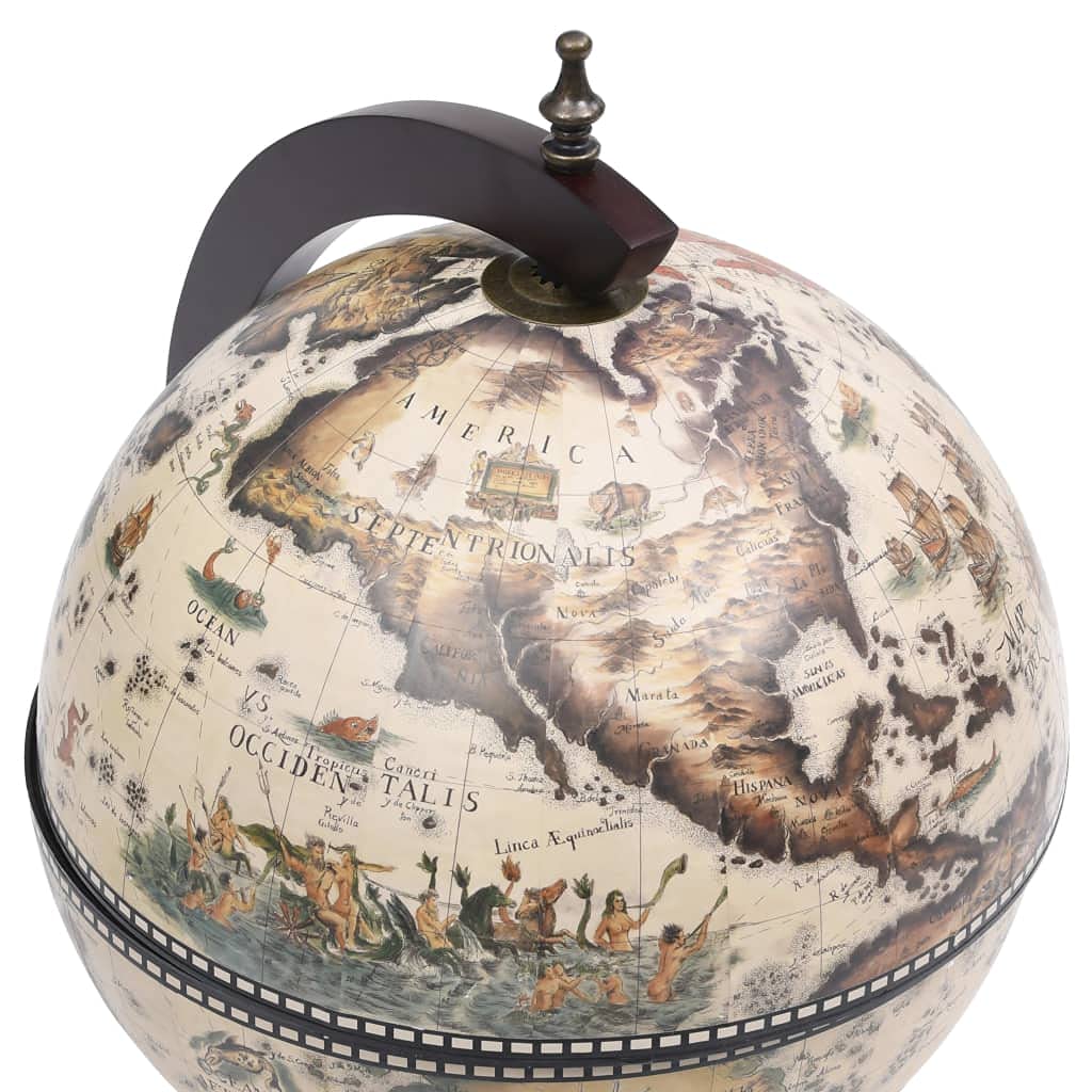 CHARMMA Tabletop Globe Bar Wine Stand - Eucalyptus Wood, White, 4.13KG - Perfect for Home Bars, Wine Cellars & Stylish Kitchen Decor