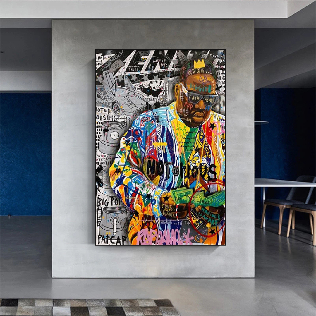 Biggie Smalls Canvas Wall Art - Iconic Rapper Painting - Hip Hop Decor for Living Room, Bedroom & Office