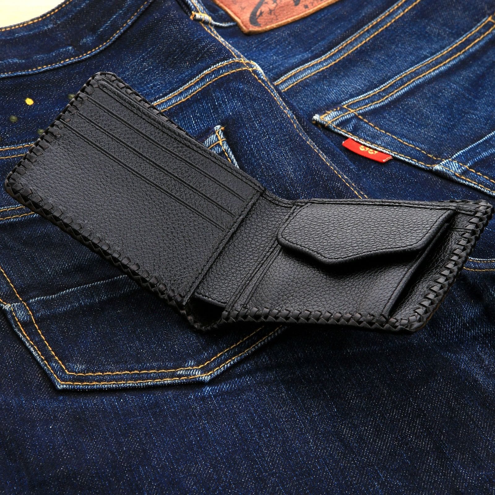 Genuine Exotic Blue Stingray Leather Biker Wallet for Men - Stylish Cross Design, RFID Protection - Perfect for Motorcycle Riders & Everyday Use