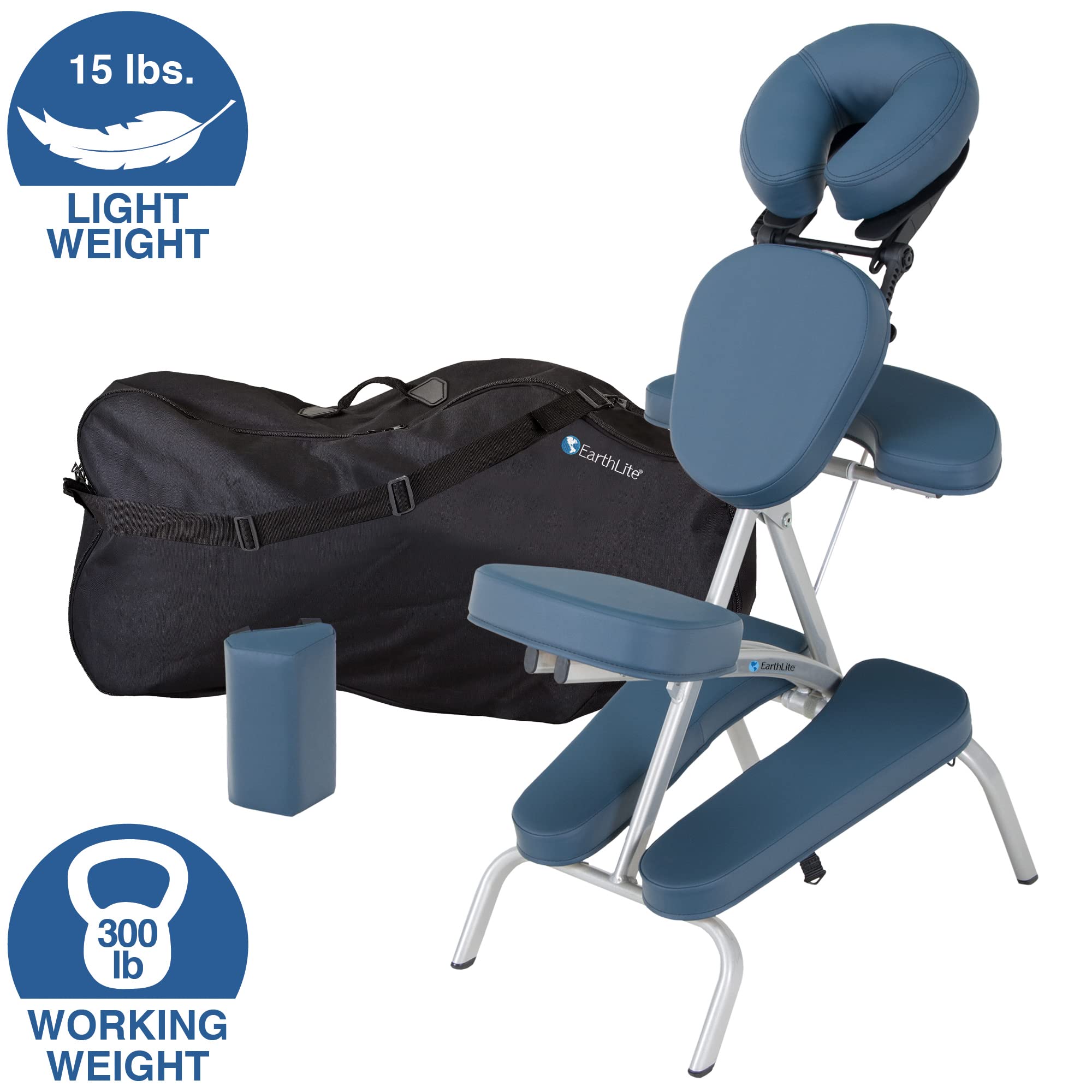 EARTHLITE Vortex Portable Massage Chair Kit - Lightweight (7kg), Compact & Durable with Carrying Case, Cushion & Sternum Strap | Perfect for Home, Spa & Professional Massage Therapists