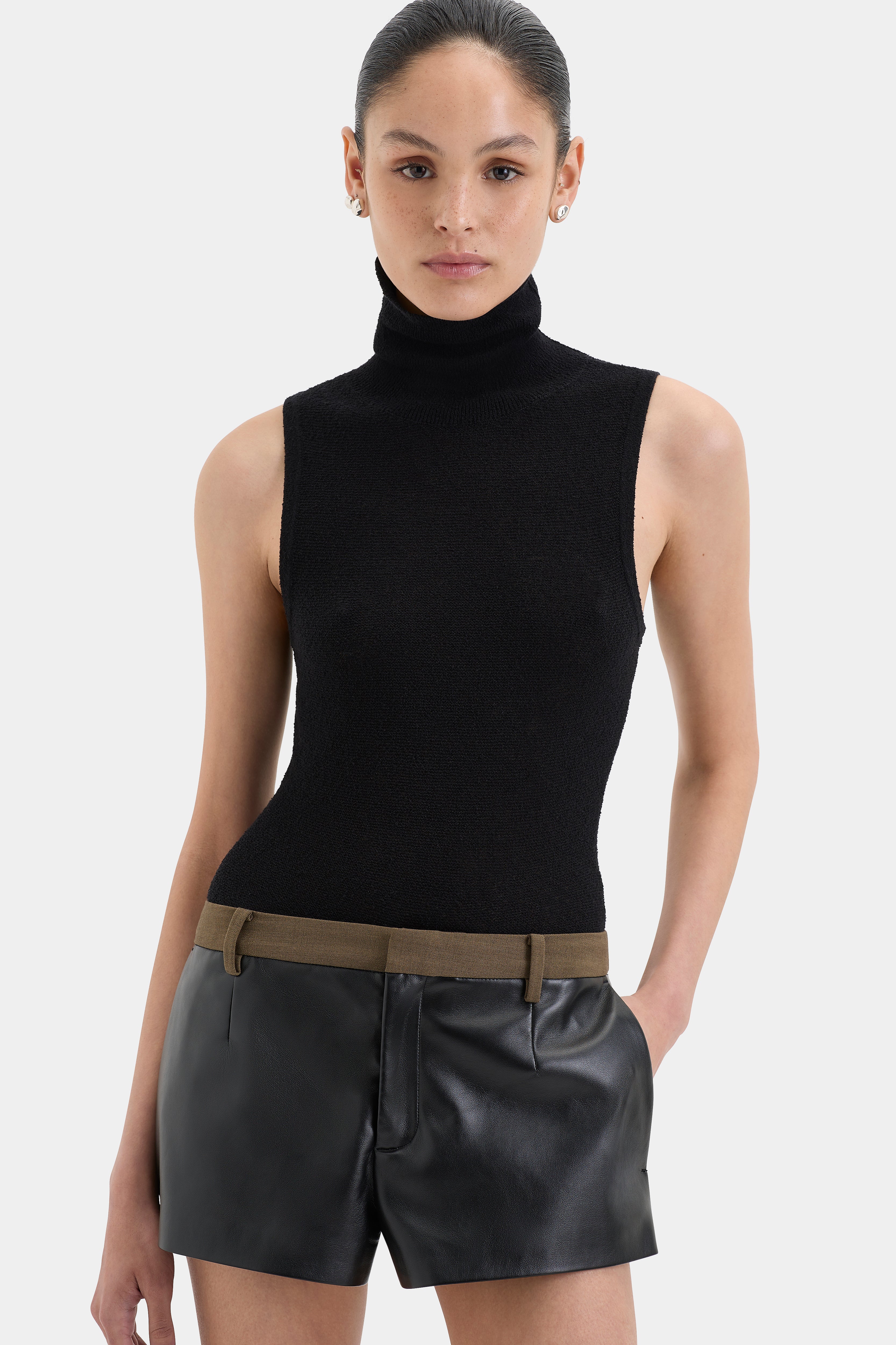 Chiara Turtleneck Tank Top for Women - Soft Stretch Slim Fit Mock Neck Camisole - Perfect for Layering, Office Wear & Casual Outfits