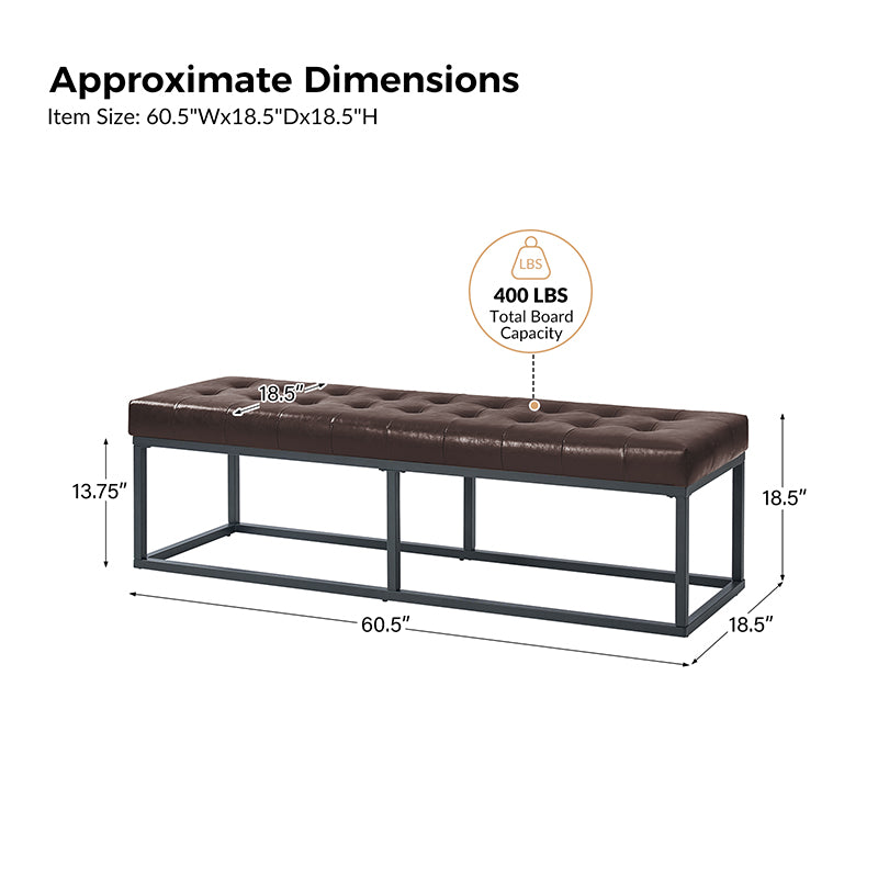 Amparo Mid Century Modern Bench with Sturdy Metal Base - Perfect for Living Room, Bedroom, or Entryway Seating